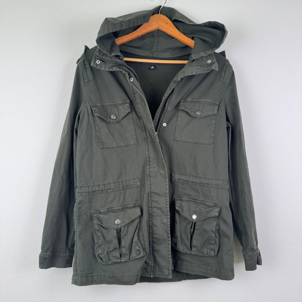 Tinsel Utility Jacket Womens Large Green Excellent Hooded Gorpcore Field Coat